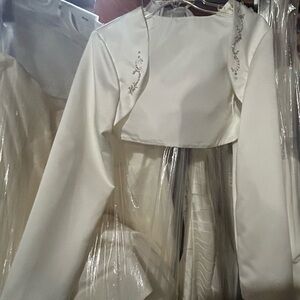 Handmade white satin wedding bolero